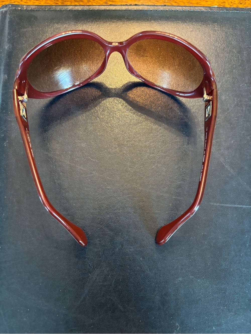 VTG Fendi FS408 Oversized Acetate Sunglasses Cherry Red Burgundy, made in Italy - Picture 6 of 7